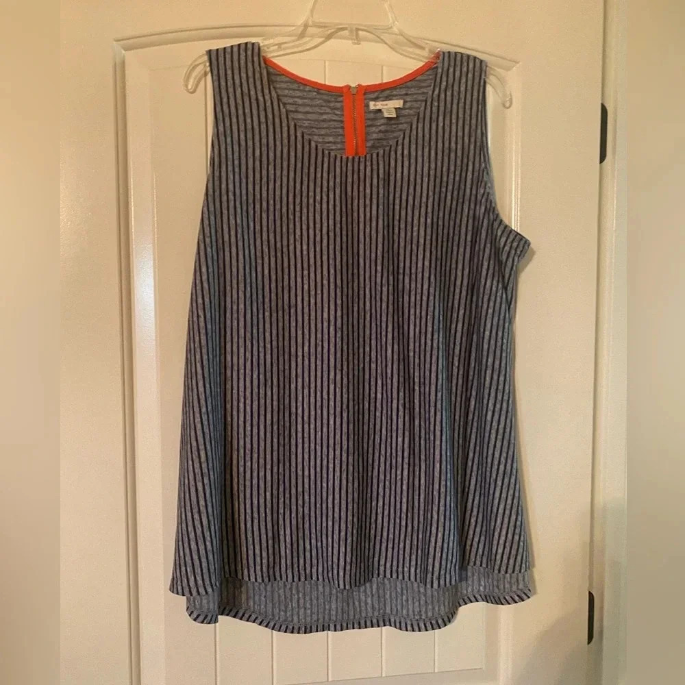 Cato Blue And Navy Striped Sleeveless Top. Size Xl.